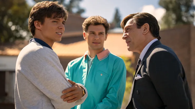 Javier Bardem, Nicholas Alexander Chavez and Cooper Koch in Monsters: The Lyle and Erik Menéndez Story.