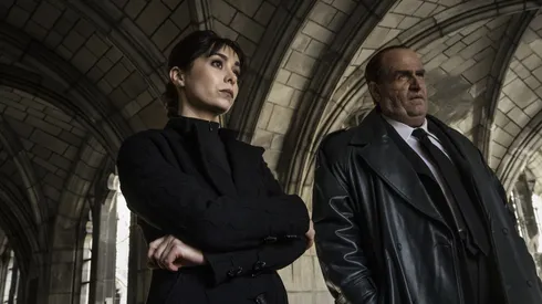 Colin Farrell and Cristin Milioti in The Penguin.