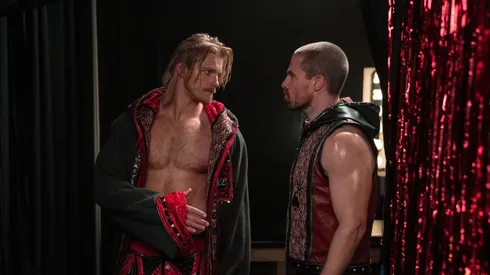 Alexander Ludwig and Stephen Amell in Heels.