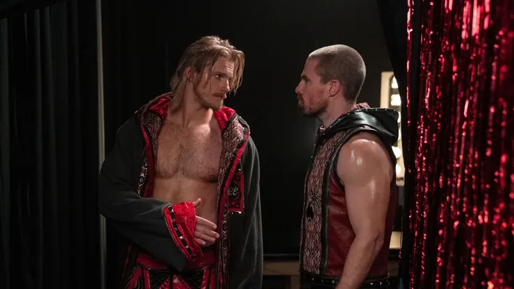 Alexander Ludwig and Stephen Amell in Heels.