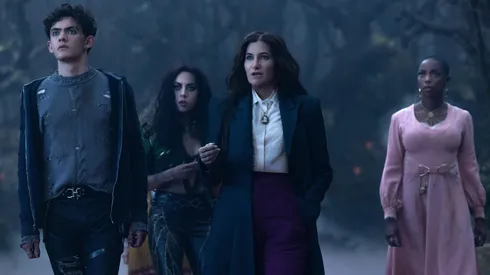 Kathryn Hahn, Joe Locke, Aubrey Plaza and Sasheer Zamata in Agatha All Along.