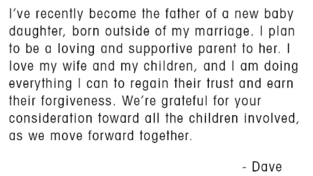 Dave Grohl’s statement on his official Instagram account. (Source:davestruestories)