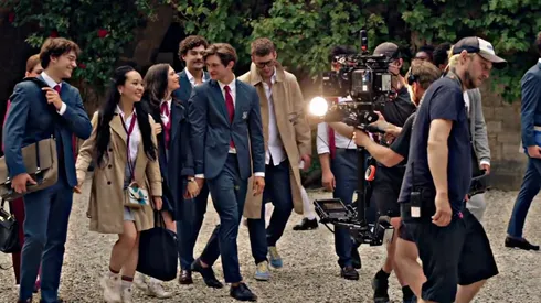 Damian Hardung, Harriet Herbig-Matten and the cast in Maxton Hall, Season 2.