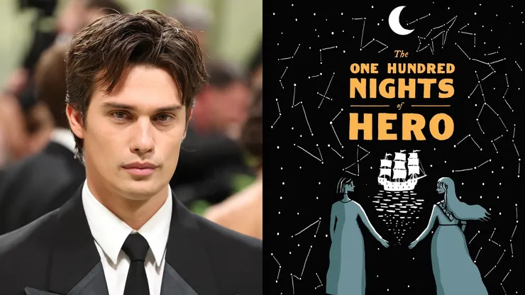 Nicholas Galitzine and the cover of "100 Nights Of Hero".