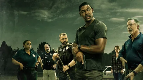 Don Johnson, David Denman, AnnaSophia Robb, Emory Cohen, Aaron Pierre and Zsane Jhe in Rebel Ridge.