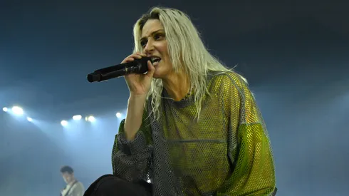 Emily Armstrong and Linkin Park perform during a global livestream at Warner Bros. Studios on September 05, 2024 in Burbank, California.