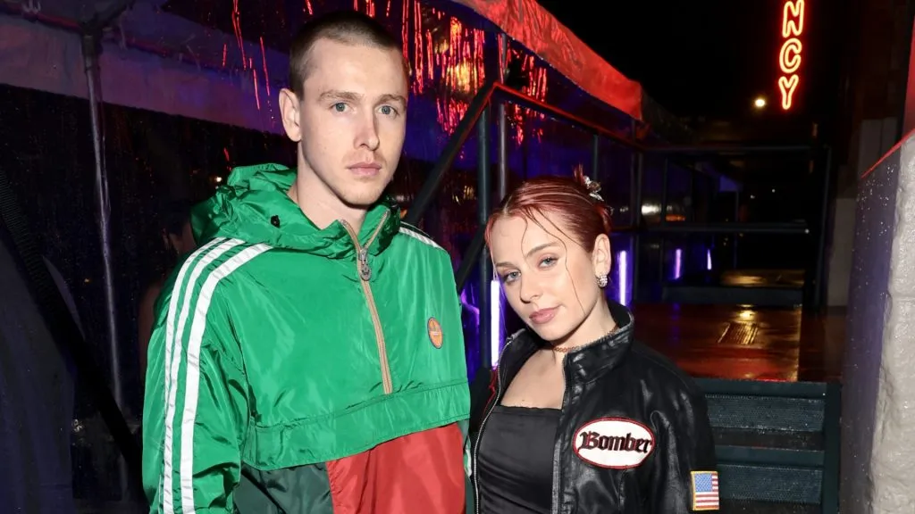 Harris Dickinson and Rose Gray attend as Gucci &amp; Amy Sacco Celebrate Bungalow Gucci In Honor Of The New Meatpacking Boutique on April 29, 2023. (Source: Jamie McCarthy/Getty Images for Gucci)
