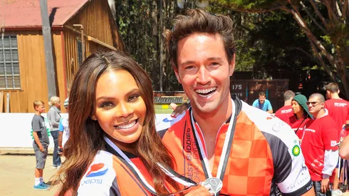 Crystle Stewart and Max Sebrechts wear their medals after crossing the finish line of the Best Buddies Challenge: Hearst Castle Rideon September 8, 2012 in San Simeon, California. (Source: Steve Jennings/Getty Images For Best Buddies And Zenith)