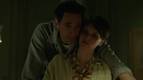 Adrien Brody and Felicity Jones in The Brutalist.
