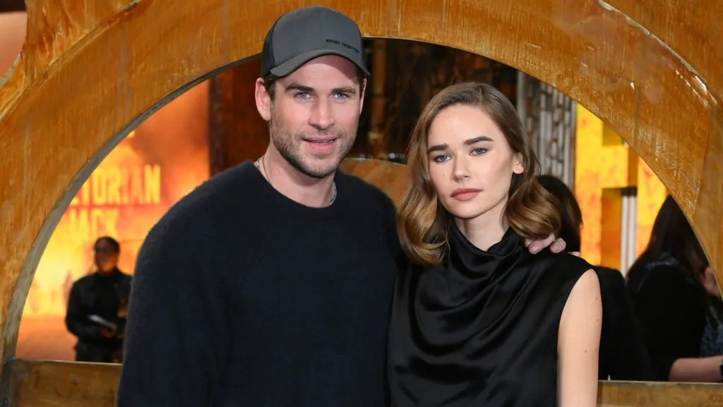 Liam Hemsworth and Gabriella Brooks attend the UK premiere for “Furiosa: A Mad Max Saga” at BFI IMAX Waterloo on May 17, 2024. (Source: Joe Maher/Getty Images)