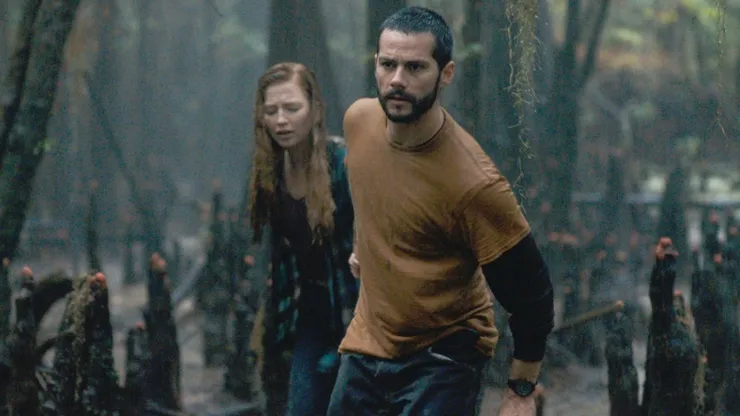 Dylan O'Brien and Lauren Ambrose in Caddo Lake.