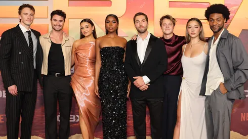 Drew Starkey, Chase Stokes, Madison Bailey, Carlacia Grant, Austin North, Rudy Pankow, Madelyn Cline and Jonathan Daviss attend the Outer Banks Season 4 Charleston World Premiere on October 08, 2024.