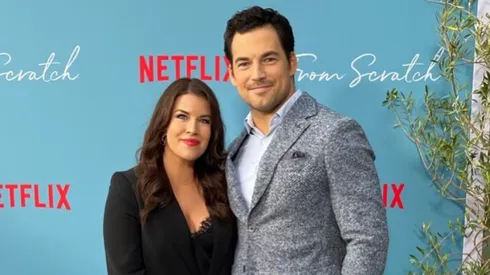 Nichole Gustafson and Giacomo Gianniotti at the “From Scratch” premier.