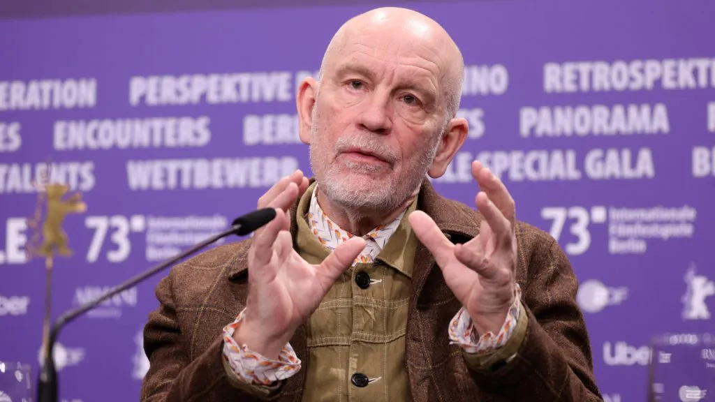John Malkovich speaks during the “Seneca” press conference during the 73rd Berlinale International Film Festival Berlin at Grand Hyatt Hotel on February 20, 2023 in Berlin, Germany. (Photo by Andreas Rentz/Getty Images)