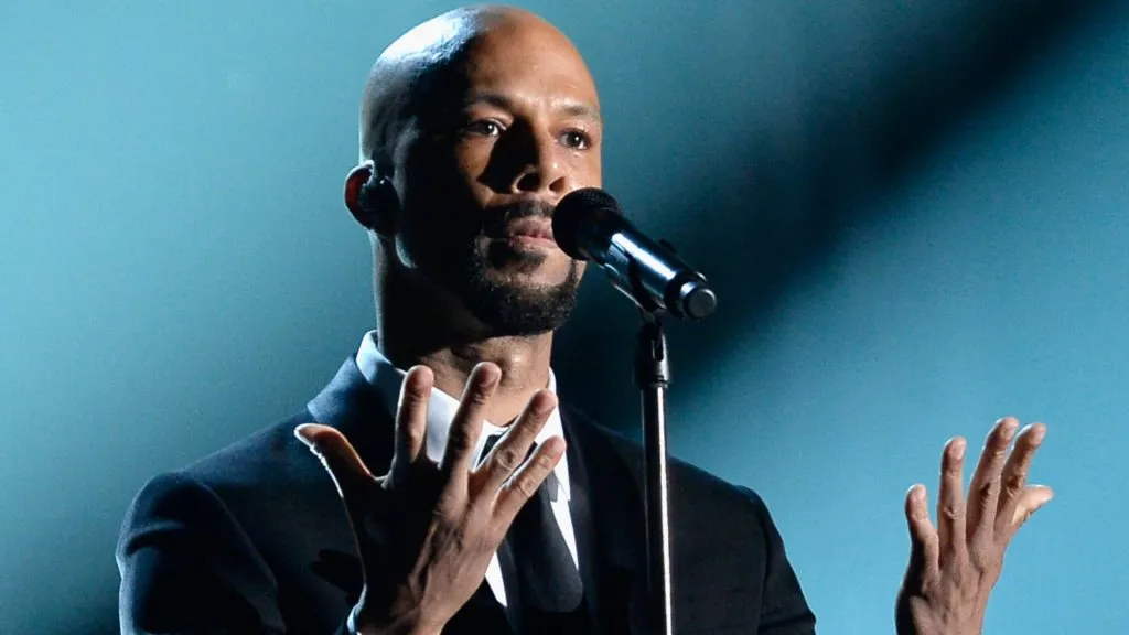 Rapper Common performs “Glory” onstage during The 57th Annual GRAMMY Awards at the at the STAPLES Center on February 8, 2015 in Los Angeles, California. (Photo by Kevork Djansezian/Getty Images)