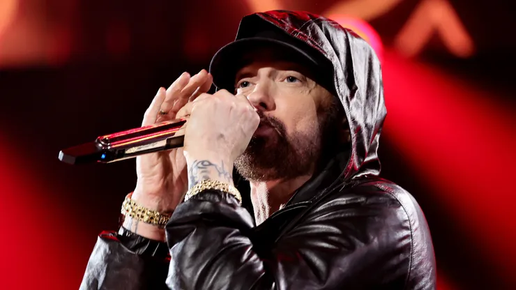 Eminem performs onstage during the 37th Annual Rock & Roll Hall of Fame Induction Ceremony at Microsoft Theater on November 05, 2022 in Los Angeles, California.