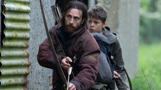 Aaron Taylor-Johnson and Alfie Williams in “28 Years Later” (Source: IMDb)