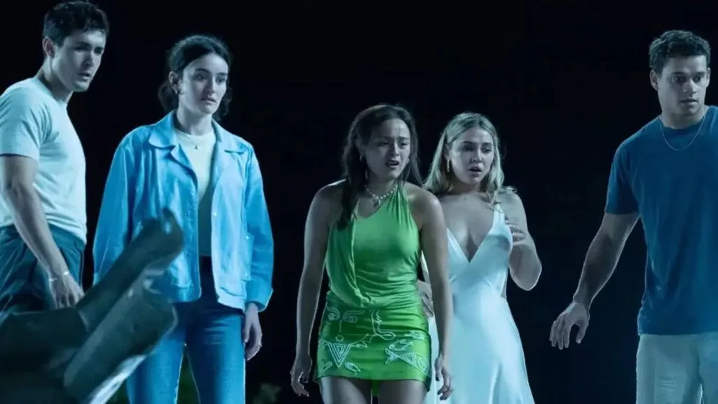 Madelyn Cline, Chase Sui Wonders, Jonah Hauer-King, Sarah Pidgeon and Tyriq Withers in “I Know What You Did Last Summer” (Source: IMDb)