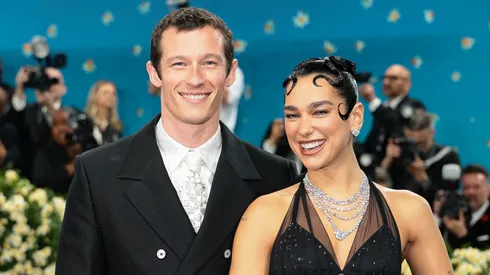 Callum Turner and Dua Lipa attend the 2025 Met Gala Celebrating "Superfine: Tailoring Black Style" at Metropolitan Museum of Art on May 05, 2025 in New York City. (Photo by Dimitrios Kambouris/Getty Images for The Met Museum/Vogue)
