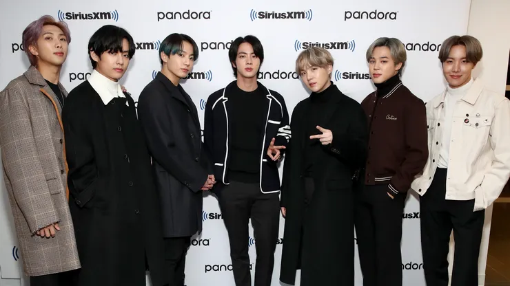 K-pop boy band BTS visit the SiriusXM Studios.
