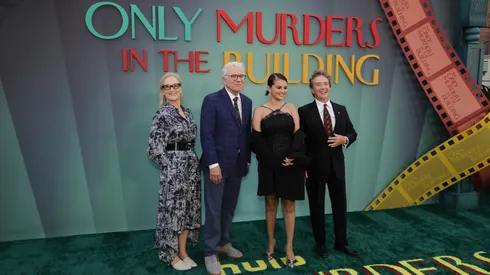 Meryl Streep, Steve Martin, Selena Gomez and Martin Short attend the Season 4 premiere of Hulu's "Only Murders In The Building" at Paramount Studios on August 22, 2024 in Los Angeles, California. (Photo by Kevin Winter/Getty Images)