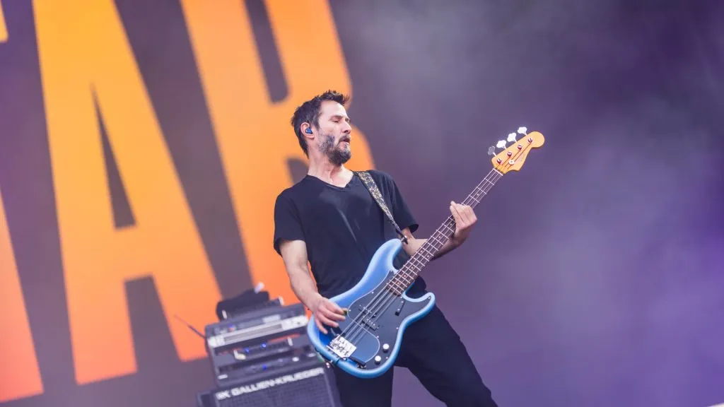 Actor and bassist Keanu Reeves of the band Dogstar performs at the annual Rock Am Ring festival at Nuerburgring on June 08, 2024 in Nuerburg, Germany. (Photo by Gina Wetzler/Getty Images)