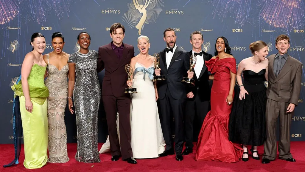 Isa Briones, Supriya Ganesh, Tracy Ifeachor, Patrick Ball, Katherine LaNasa, Noah Wyle, Shawn Hatosy, Shabana Azeez, Taylor Dearden, and Gerran Howell, winners of Outstanding Drama Series, Lead Actor in a Drama Series, Outstanding Supporting Actress in a Drama Series, and Outstanding Guest Actor in a Drama Series for “The Pitt,” pose in the press room during the 77th Primetime Emmy Awards at Peacock Theater on September 14, 2025 in Los Angeles, California. (Photo by Amy Sussman/Getty Images)