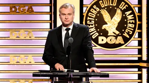 Christopher Nolan speaks onstage during the 77th Annual Directors Guild of America Awards.