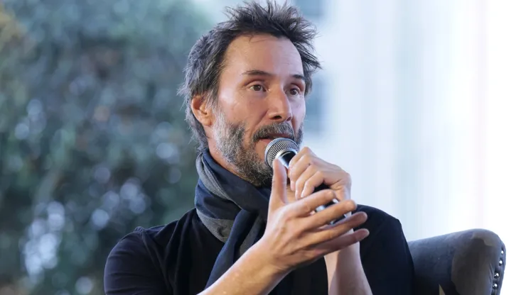Keanu Reeves of Dogstar speaks onstage at The Drop: Dogstar at GRAMMY Museum.
