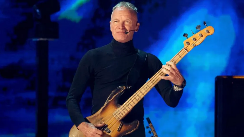Sting performs onstage during the FIREAID Benefit Concert in 2025. (Source: Amy Sussman/Getty Images for FIREAID)