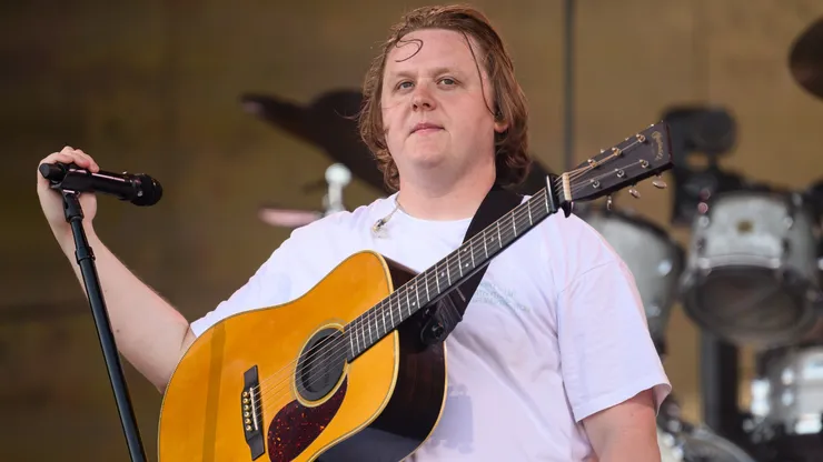 Lewis Capaldi performs on the Pyramid Stage on Day 4 of Glastonbury Festival 2023.