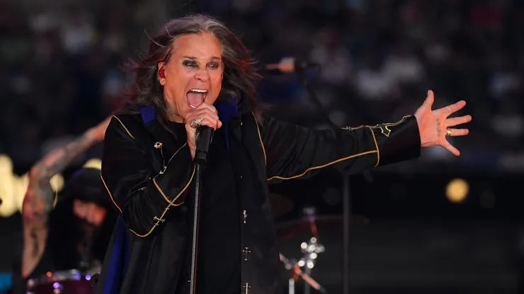 Musician Ozzy Osbourne performs during half-time of the NFL game between the Los Angeles Rams and the Buffalo Bills at SoFi Stadium on September 08, 2022 in Inglewood, California. (Photo by Kevork Djansezian/Getty Images)