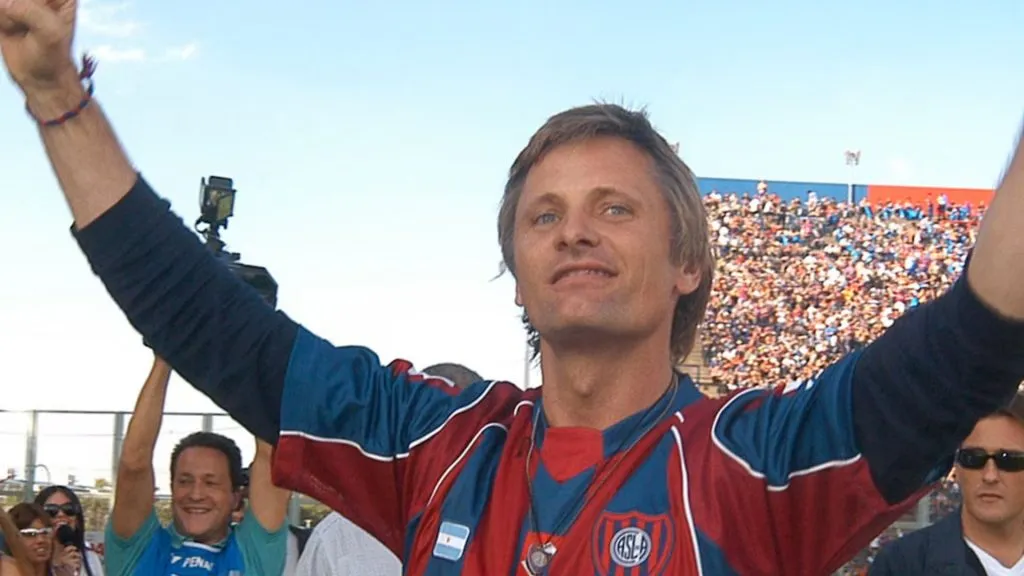 Viggo Mortensen attends a match at Estadio Pedro Bidegain, San Lorenzo’s home stadium