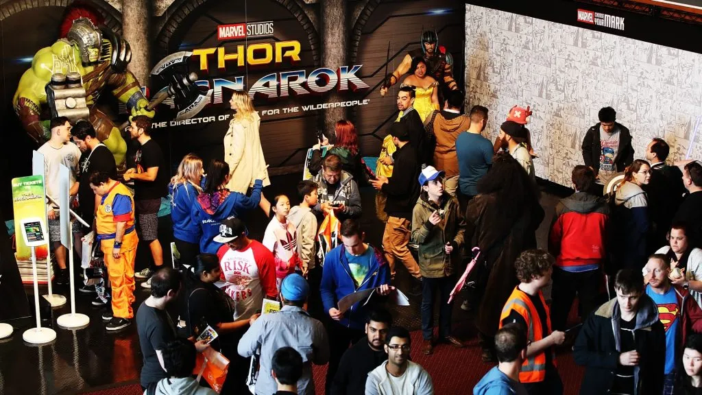 Fans at Marvel Studios Thor: Ragnarok booth at Armageddon in 2017. (Source: Hannah Peters/Getty Images for Disney)