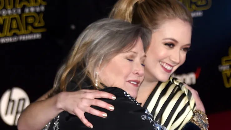 Carrie Fisher (L) and Billie Lourd attend the Premiere of Walt Disney Pictures and Lucasfilm's "Star Wars: The Force Awakens" at the Dolby Theatre.