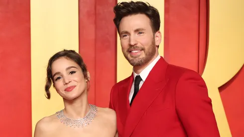 Alba Baptista and Chris Evans attend the 2024 Vanity Fair Oscar Party.