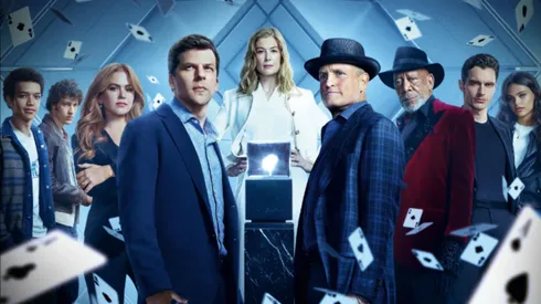 Morgan Freeman, Woody Harrelson, Jesse Eisenberg, Isla Fisher, Rosamund Pike, Dominic Sessa, Dave Franco, Justice Smith, and Ariana Greenblatt in Now You See Me: Now You Don't (2025)