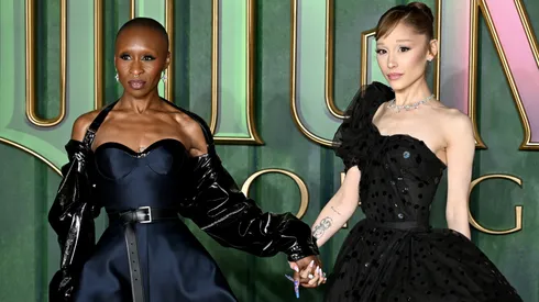 Cynthia Erivo and Ariana Grande attend the "Wicked: For Good" European Premiere in 2025.