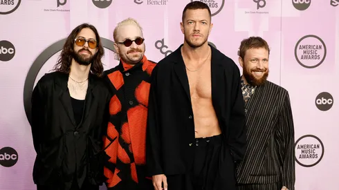 Daniel Wayne Sermón, Daniel Platzman, Dan Reynolds and Ben McKee of Imagine Dragons attend the 2022 American Music Awards.