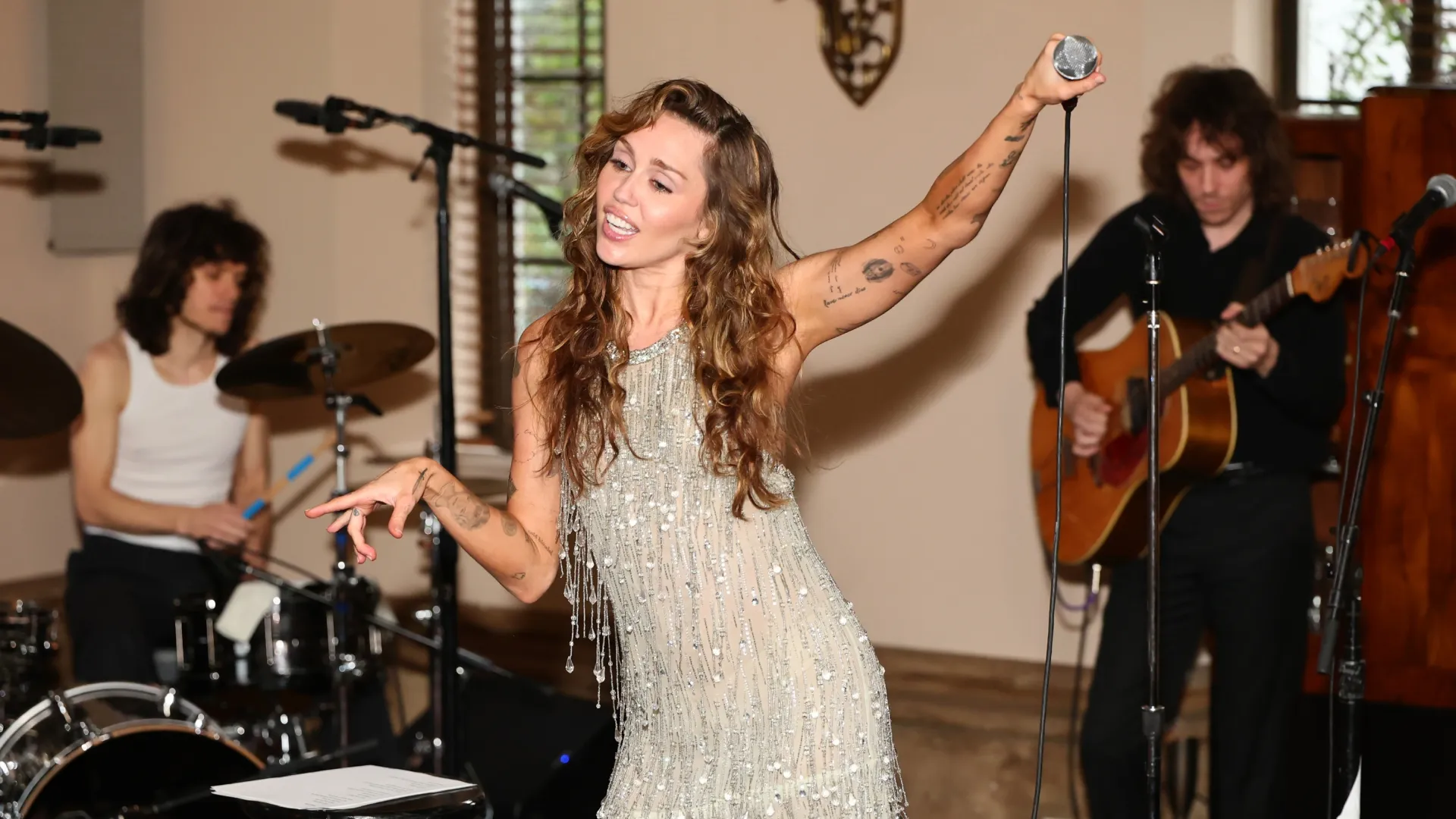 Miley Cyrus performs onstage during TikTok Presents Something Beautiful Album Release Event With Miley Cyrus at Chateau Marmont on May 27, 2025 in Los Angeles, California. (Photo by Emma McIntyre/Getty Images for TikTok)