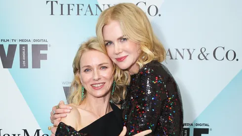 Actress Naomi Watts (L) and honoree Nicole Kidman, recipient of The Crystal Award for Excellence in Film, pose backstage at the Women In Film 2015 Crystal + Lucy Awards.