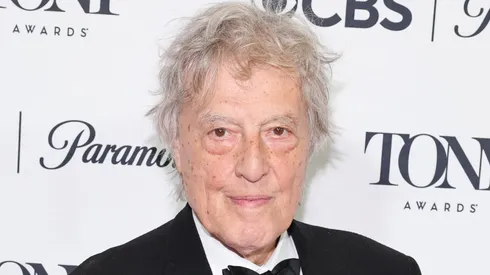 Tom Stoppard, winner of the award for Best Play for "Leopoldstadt" poses in the press room during The 76th Annual Tony Awards.