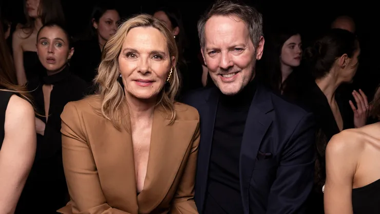 Kim Cattrall and Russell Thomas attend the Nina Ricci Womenswear Fall/Winter 2025-2026 show.