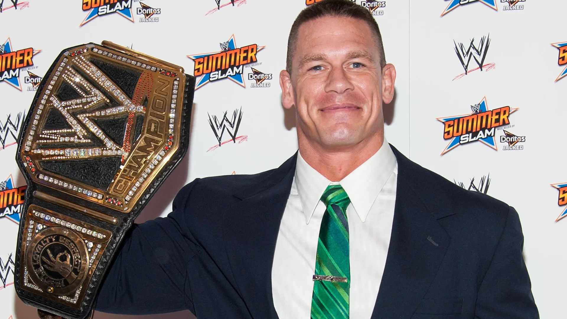 John Cena attends WWE SummerSlam Press Conference at Beverly Hills Hotel on August 13, 2013 in Beverly Hills, California. (Photo by Valerie Macon/Getty Images)