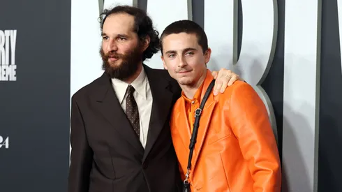 Josh Safdie and Timothée Chalamet attend the Los Angeles premiere of A24's "Marty Supreme" at Samuel Goldwyn Theater on December 08, 2025 in Beverly Hills, California. (Photo by Monica Schipper/Getty Images)