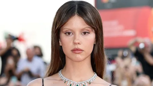 Mia Goth attends the "Frankenstein" red carpet during the 82nd Venice International Film Festival.