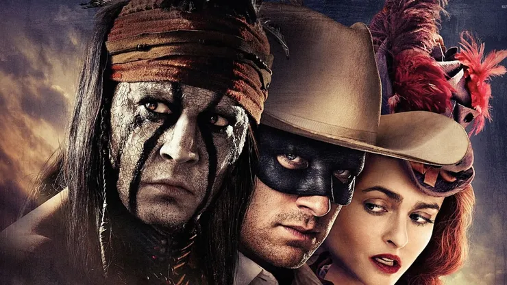 Johnny Depp, Helena Bonham Carter, and Armie Hammer in The Lone Ranger (2013)