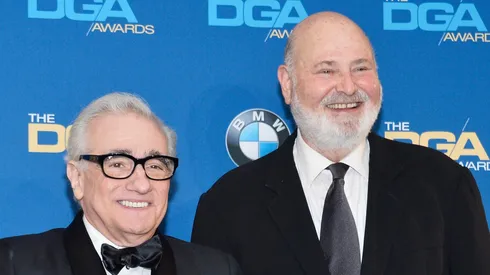Director Martin Scorsese (L), recipient of the Feature Film Nomination Plaque for The Wolf of Wall Street, and actor-director Rob Reiner pose in the press roomposes in the press room during the 66th Annual Directors Guild Of America Awards.