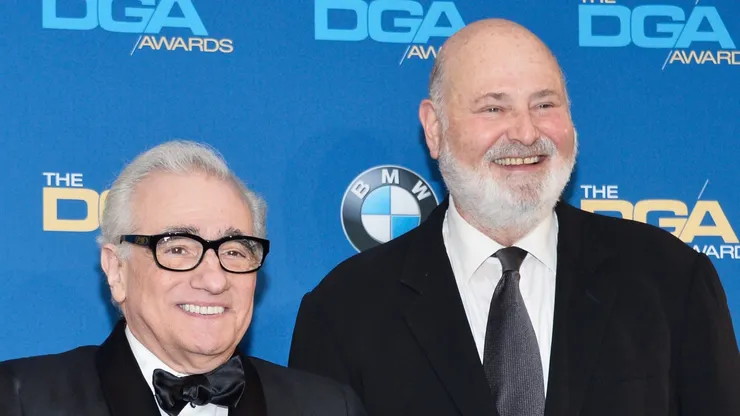 Director Martin Scorsese (L), recipient of the Feature Film Nomination Plaque for The Wolf of Wall Street, and actor-director Rob Reiner pose in the press roomposes in the press room during the 66th Annual Directors Guild Of America Awards.