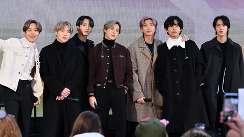 J-Hope, SUGA, Jungkook, Jimin, RM, V, and Jin of the K-pop boy band BTS visit the "Today" Show at Rockefeller Plaza.